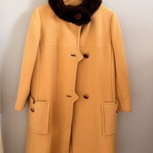 Forstmann Tan Pea Coat with Faux Fur Collar